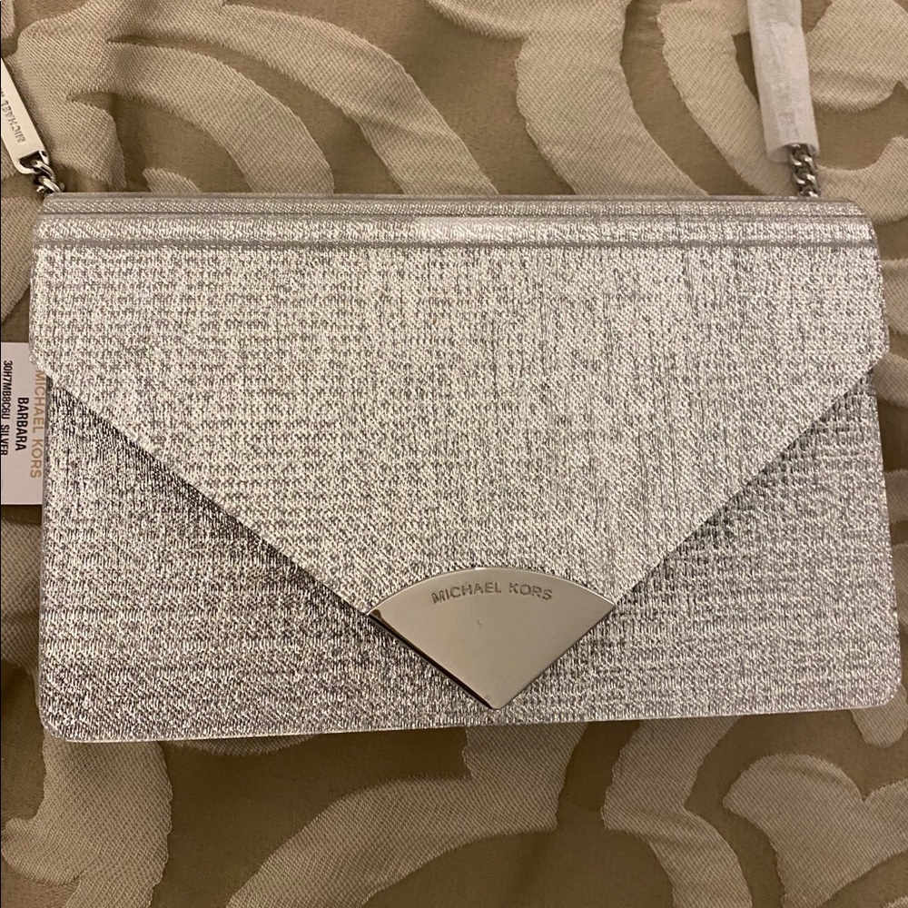 *HP* NEW MICHAEL KORS BARBARA SILVER CROSSBODY BAG - Picture 3 of 7